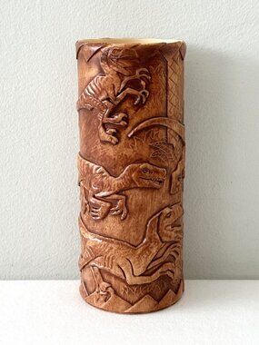 Universal Studios Jurassic Park World Tiki Mug Velociraptor Dinosaur Plastic Cup